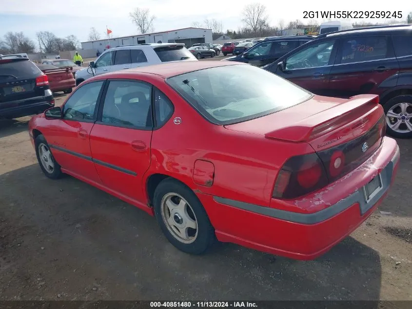 2002 Chevrolet Impala Ls VIN: 2G1WH55K229259245 Lot: 40851480