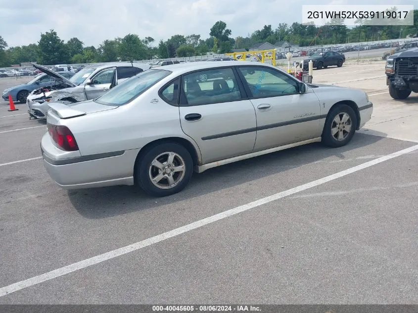 2003 Chevrolet Impala Ls VIN: 2G1WH52K539119017 Lot: 40045605