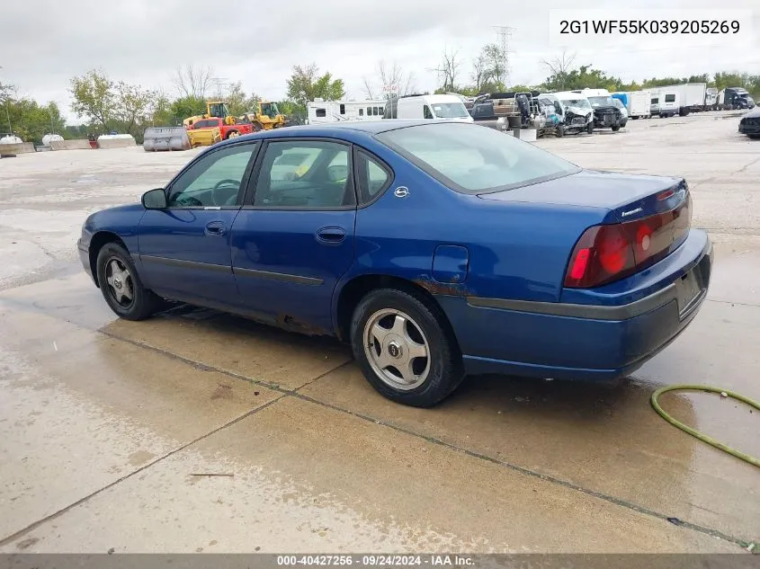 2003 Chevrolet Impala VIN: 2G1WF55K039205269 Lot: 40427256