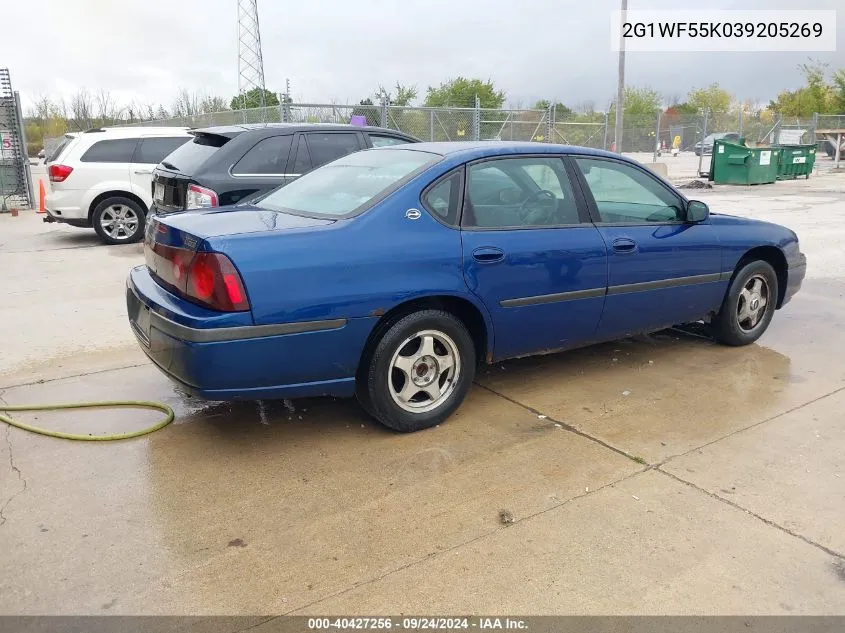 2003 Chevrolet Impala VIN: 2G1WF55K039205269 Lot: 40427256