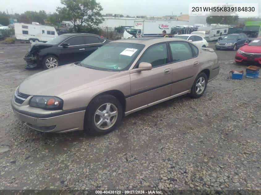 2003 Chevrolet Impala Ls VIN: 2G1WH55K839184830 Lot: 40438120