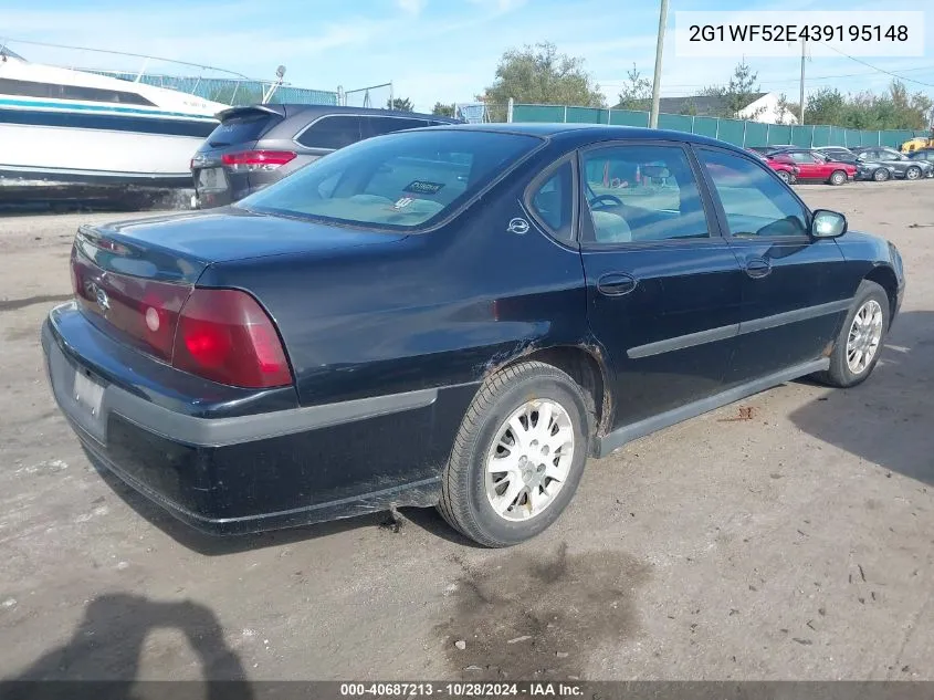 2003 Chevrolet Impala VIN: 2G1WF52E439195148 Lot: 40687213