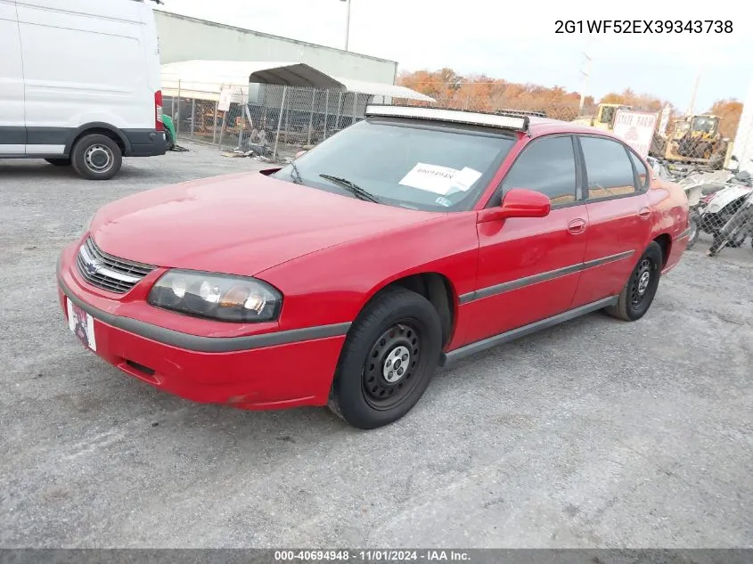 2003 Chevrolet Impala VIN: 2G1WF52EX39343738 Lot: 40694948