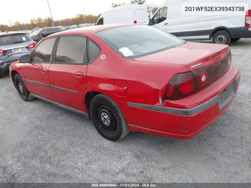 2003 Chevrolet Impala VIN: 2G1WF52EX39343738 Lot: 40694948