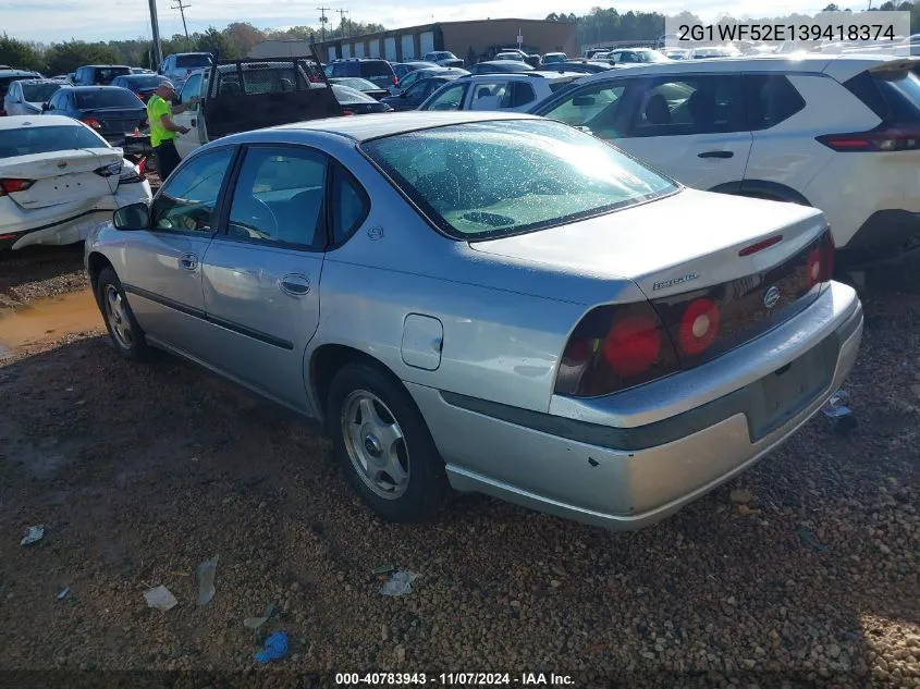 2003 Chevrolet Impala VIN: 2G1WF52E139418374 Lot: 40783943