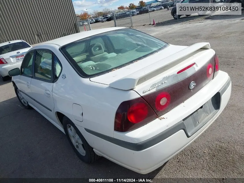 2003 Chevrolet Impala Ls VIN: 2G1WH52K839108450 Lot: 40811108