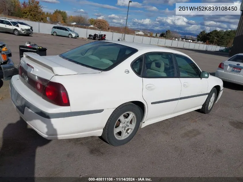 2003 Chevrolet Impala Ls VIN: 2G1WH52K839108450 Lot: 40811108