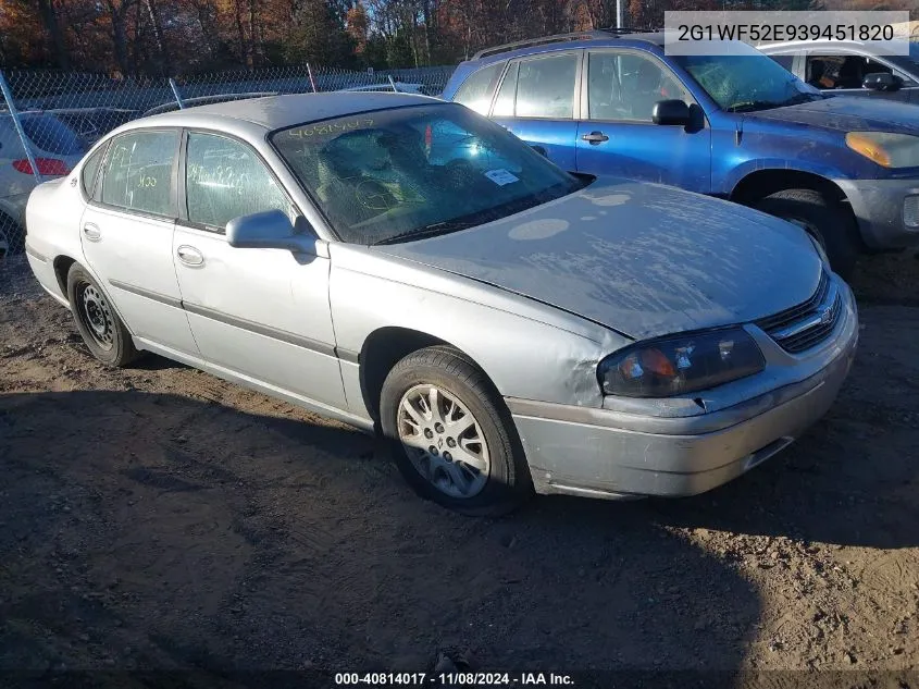 2003 Chevrolet Impala VIN: 2G1WF52E939451820 Lot: 40814017