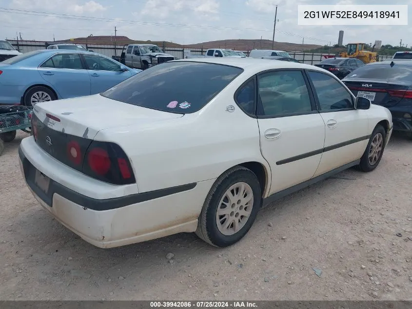 2004 Chevrolet Impala VIN: 2G1WF52E849418941 Lot: 39942086