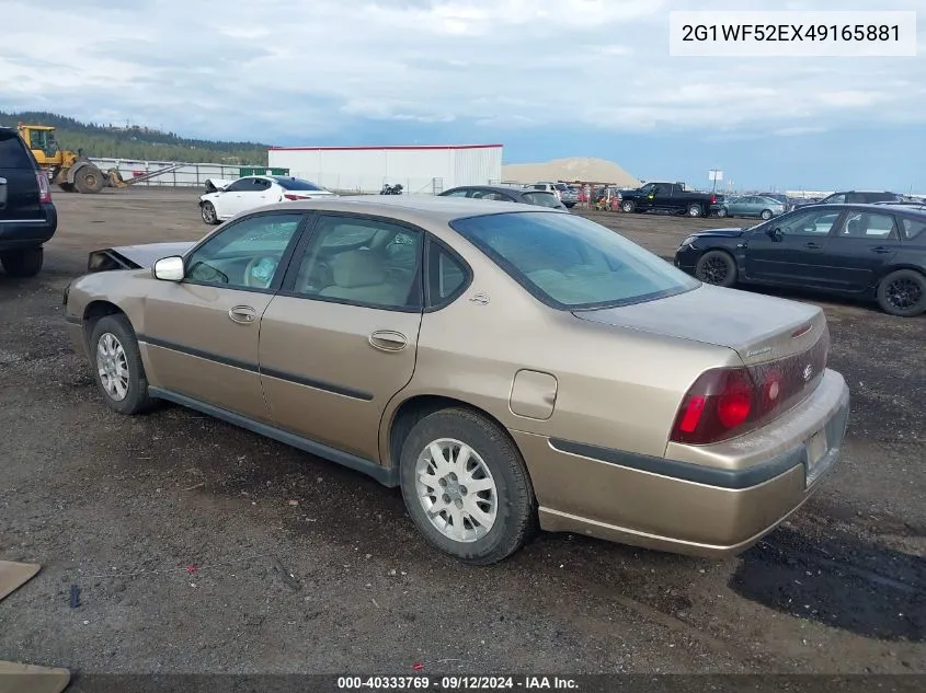 2004 Chevrolet Impala VIN: 2G1WF52EX49165881 Lot: 40333769