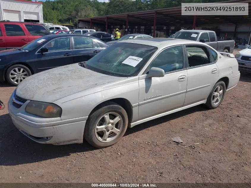 2004 Chevrolet Impala Ls VIN: 2G1WH52K949251893 Lot: 40500844