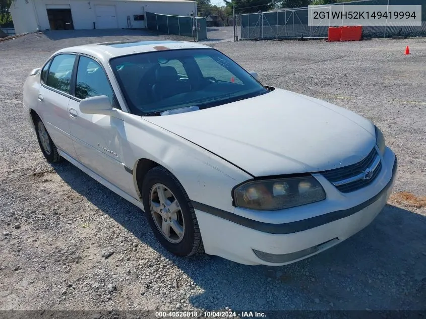 2004 Chevrolet Impala Ls VIN: 2G1WH52K149419994 Lot: 40526818