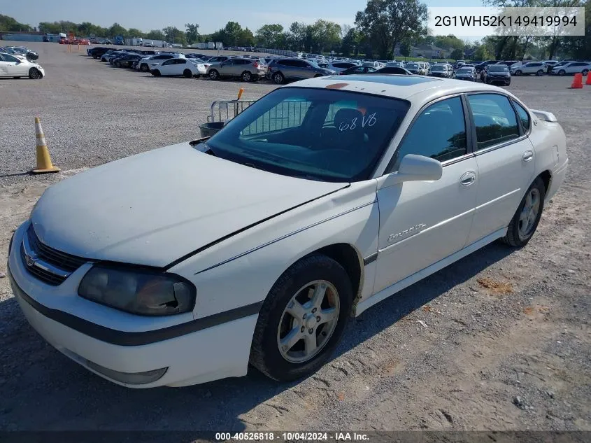 2004 Chevrolet Impala Ls VIN: 2G1WH52K149419994 Lot: 40526818