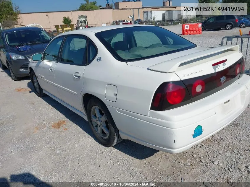 2004 Chevrolet Impala Ls VIN: 2G1WH52K149419994 Lot: 40526818