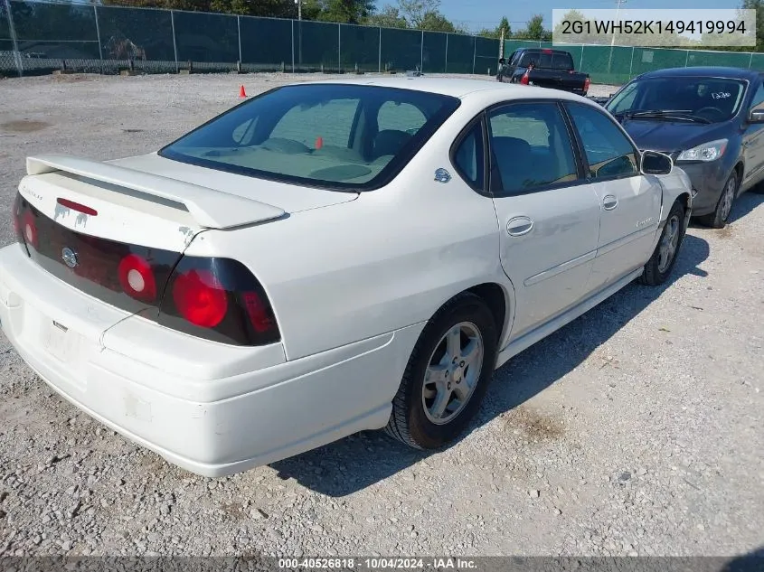 2004 Chevrolet Impala Ls VIN: 2G1WH52K149419994 Lot: 40526818