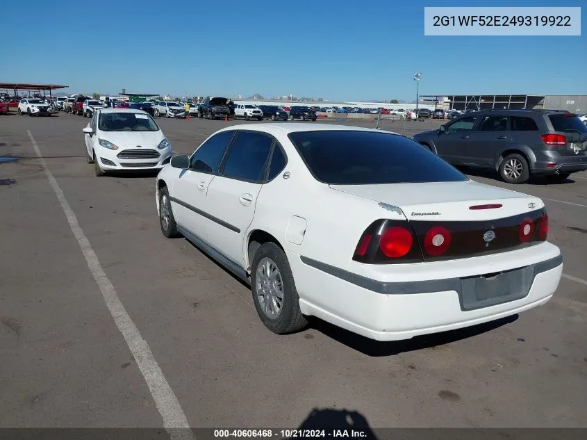 2G1WF52E249319922 2004 Chevrolet Impala