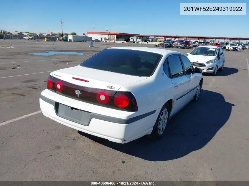 2004 Chevrolet Impala VIN: 2G1WF52E249319922 Lot: 40606468