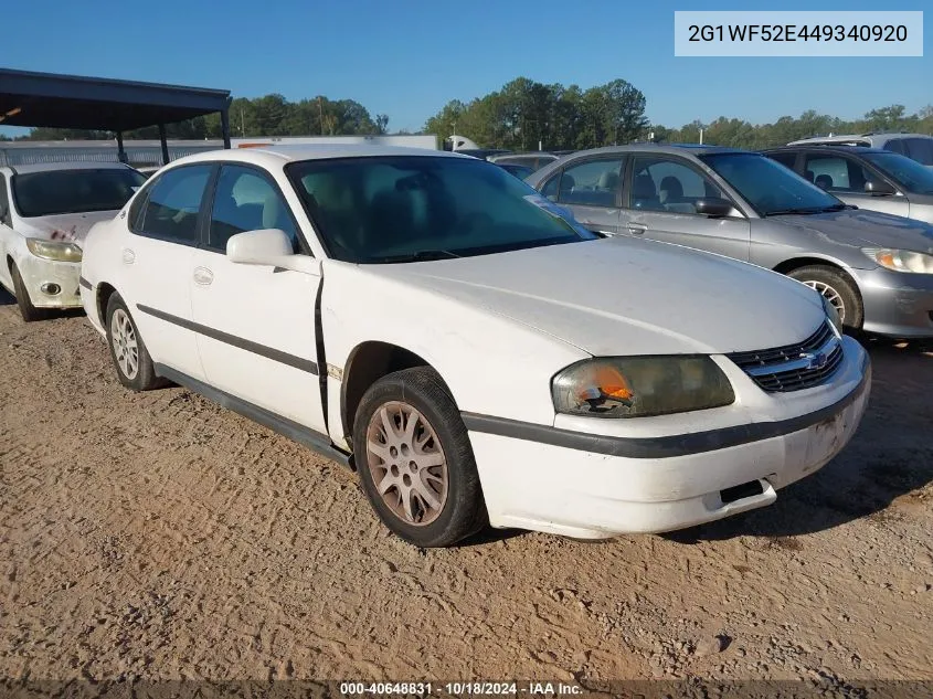 2004 Chevrolet Impala VIN: 2G1WF52E449340920 Lot: 40648831