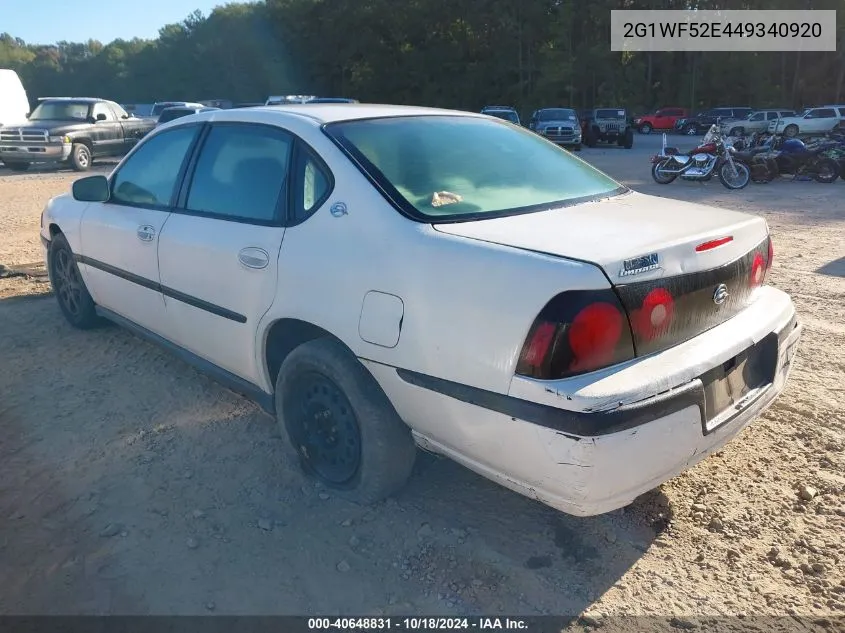 2004 Chevrolet Impala VIN: 2G1WF52E449340920 Lot: 40648831