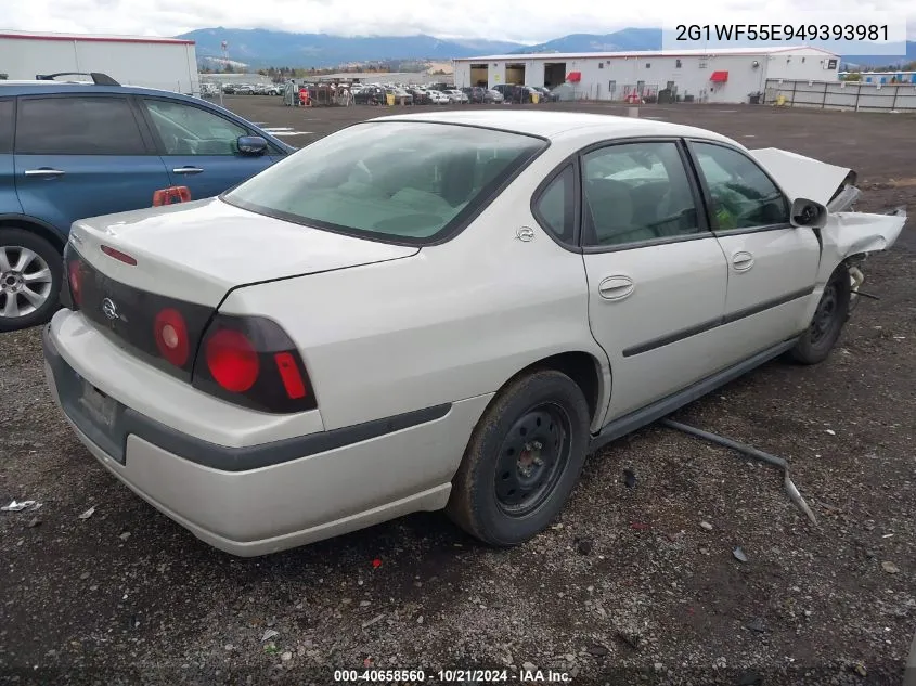 2004 Chevrolet Impala VIN: 2G1WF55E949393981 Lot: 40658560