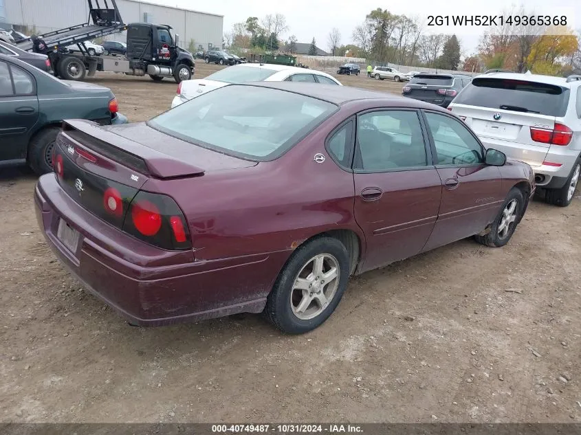 2004 Chevrolet Impala Ls VIN: 2G1WH52K149365368 Lot: 40749487