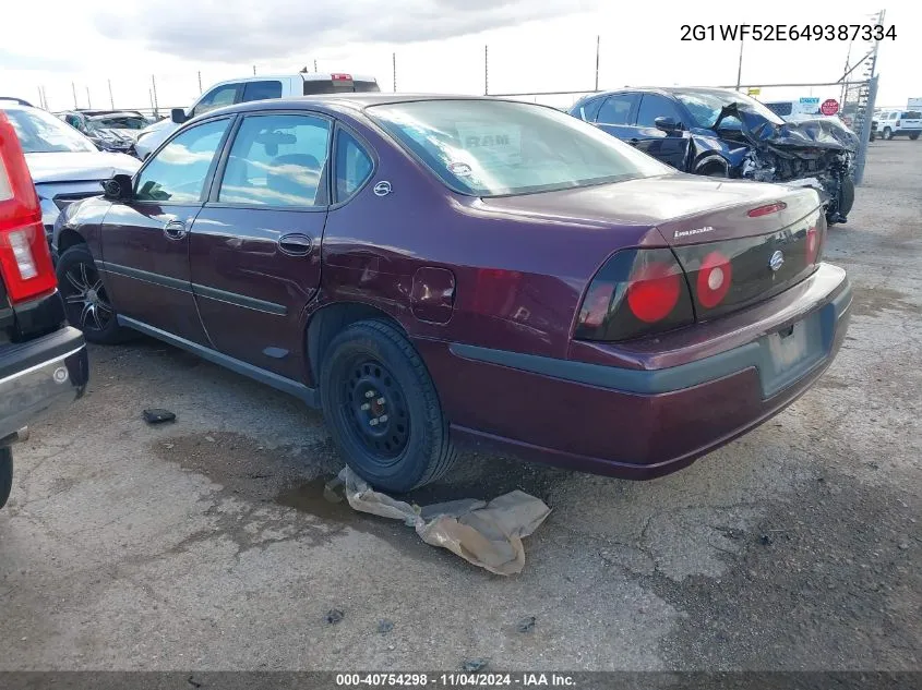 2004 Chevrolet Impala VIN: 2G1WF52E649387334 Lot: 40754298