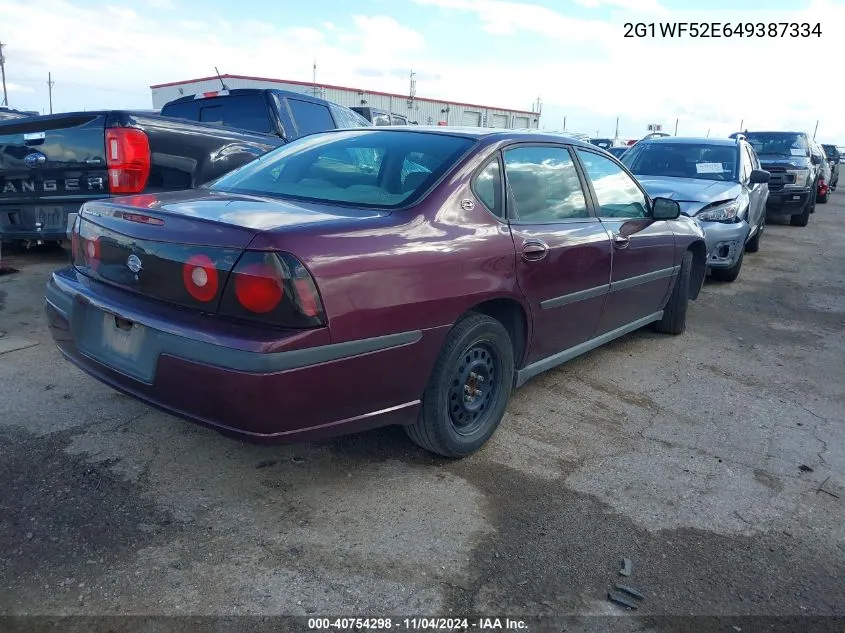 2004 Chevrolet Impala VIN: 2G1WF52E649387334 Lot: 40754298