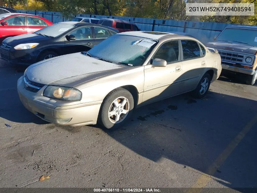 2004 Chevrolet Impala Ls VIN: 2G1WH52K749408594 Lot: 40756110