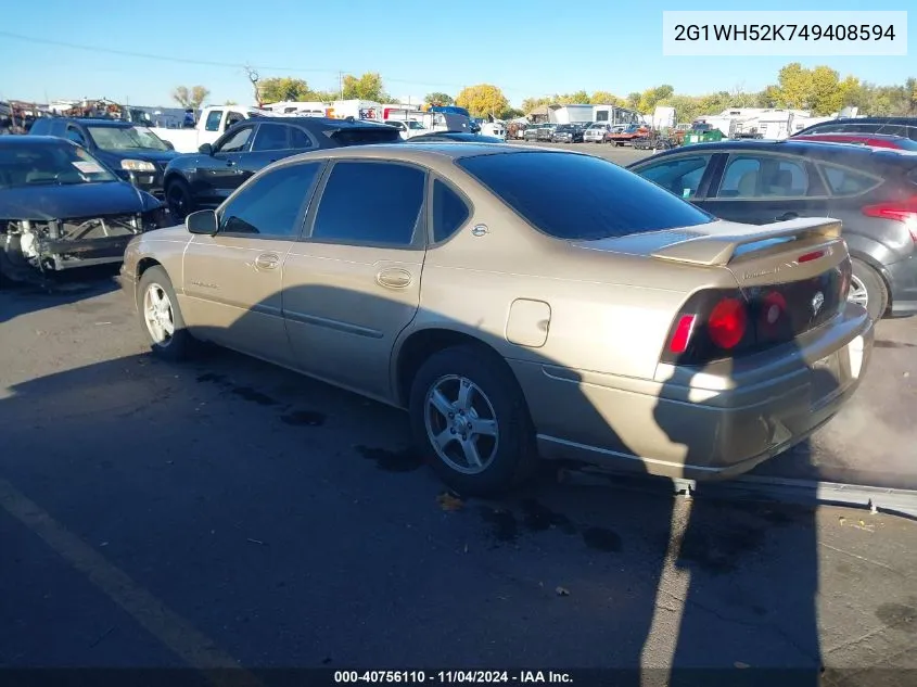 2004 Chevrolet Impala Ls VIN: 2G1WH52K749408594 Lot: 40756110