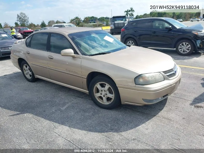 2004 Chevrolet Impala Ls VIN: 2G1WH52K949118034 Lot: 40863812