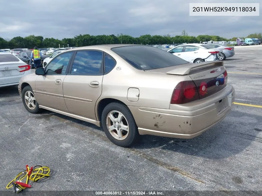 2004 Chevrolet Impala Ls VIN: 2G1WH52K949118034 Lot: 40863812