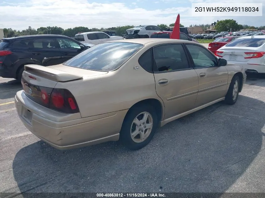 2004 Chevrolet Impala Ls VIN: 2G1WH52K949118034 Lot: 40863812