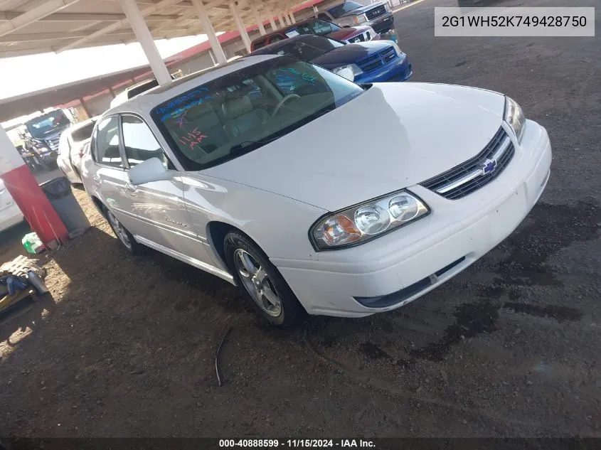 2004 Chevrolet Impala Ls VIN: 2G1WH52K749428750 Lot: 40888599