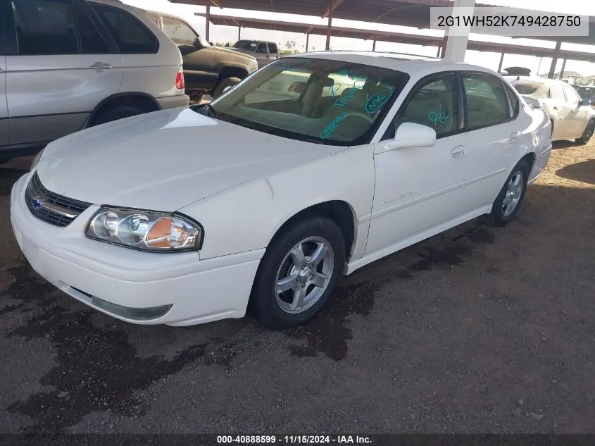 2004 Chevrolet Impala Ls VIN: 2G1WH52K749428750 Lot: 40888599