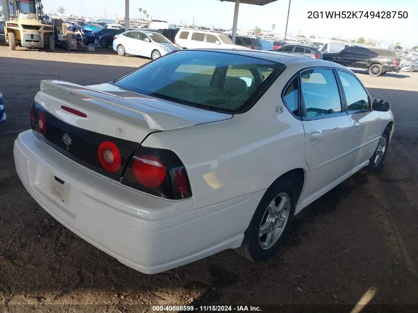 2004 Chevrolet Impala Ls VIN: 2G1WH52K749428750 Lot: 40888599