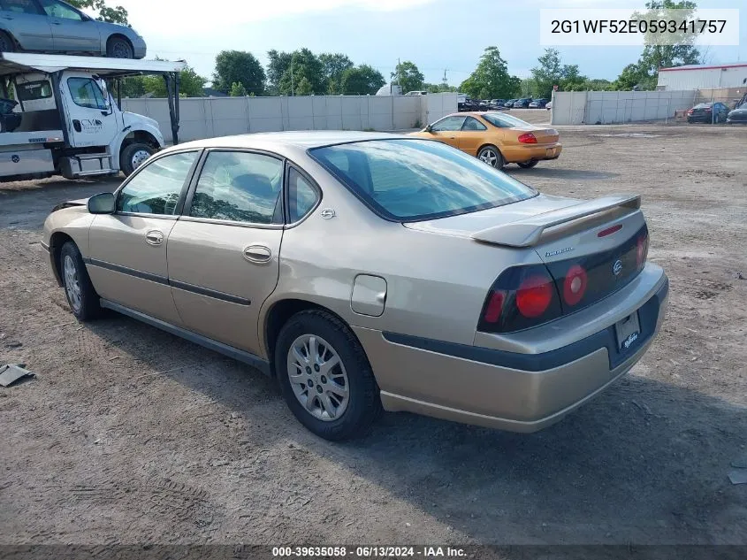 2005 Chevrolet Impala VIN: 2G1WF52E059341757 Lot: 39635058