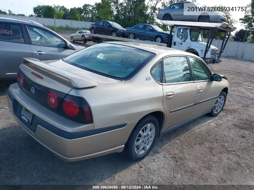 2005 Chevrolet Impala VIN: 2G1WF52E059341757 Lot: 39635058