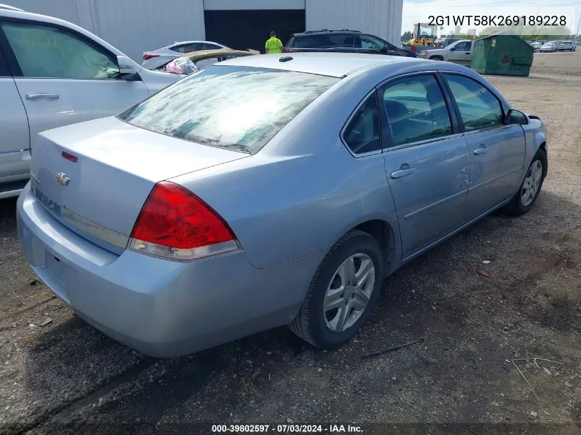 2006 Chevrolet Impala Lt VIN: 2G1WT58K269189228 Lot: 39802597