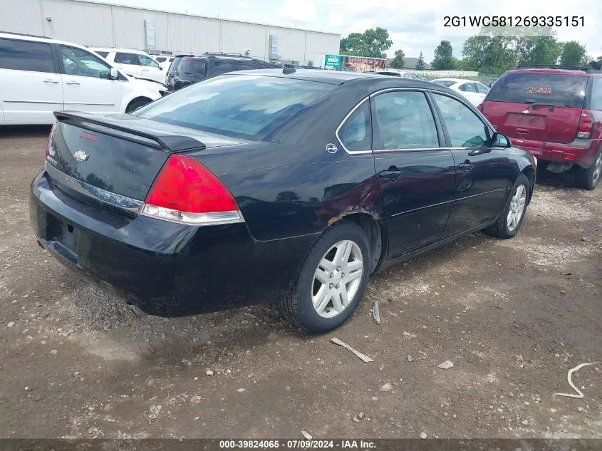 2006 Chevrolet Impala Lt VIN: 2G1WC581269335151 Lot: 39824065