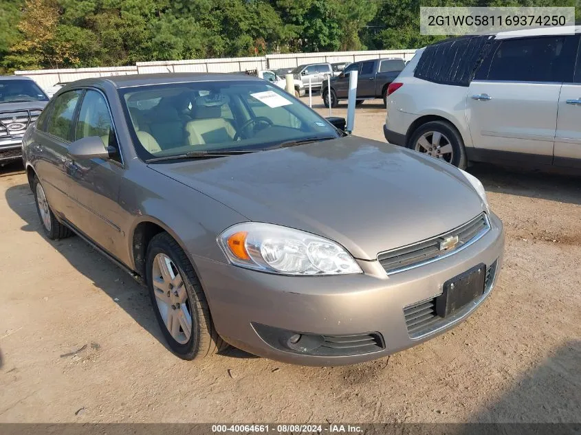 2006 Chevrolet Impala Lt VIN: 2G1WC581169374250 Lot: 40064661