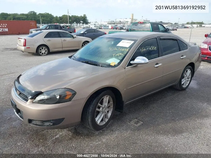 2006 Chevrolet Impala Ltz VIN: 2G1WU581369192952 Lot: 40272858