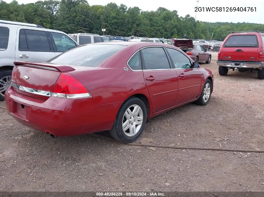 2006 Chevrolet Impala Lt VIN: 2G1WC581269404761 Lot: 40286229