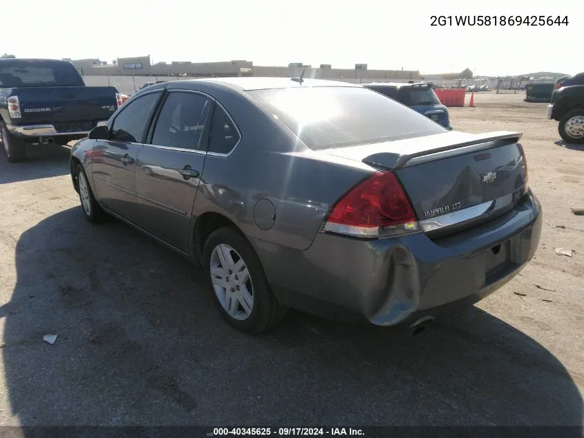 2006 Chevrolet Impala Ltz VIN: 2G1WU581869425644 Lot: 40345625