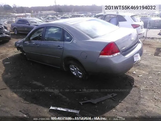 2006 Chevrolet Impala Lt VIN: 2G1WT55K469194032 Lot: 40375586