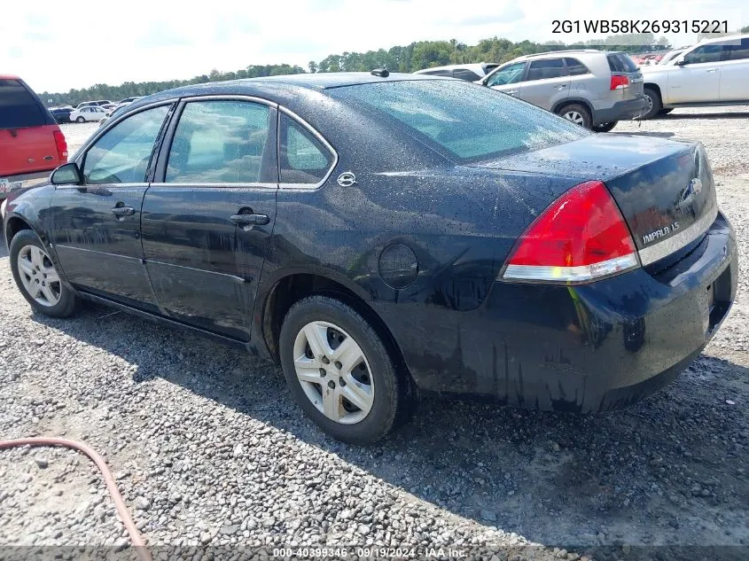 2G1WB58K269315221 2006 Chevrolet Impala Ls