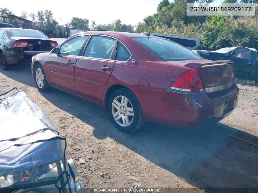 2006 Chevrolet Impala Ltz VIN: 2G1WU581869209177 Lot: 40543417