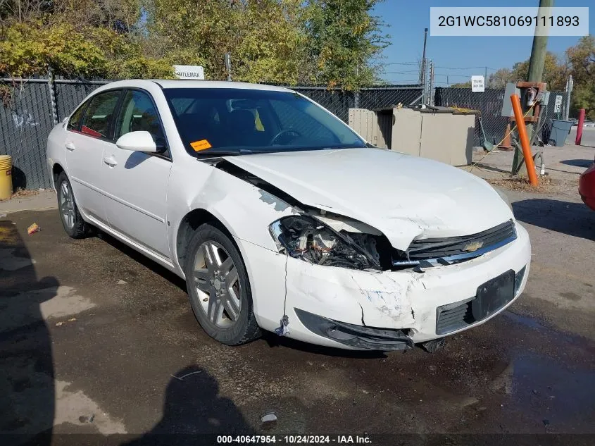 2006 Chevrolet Impala Lt VIN: 2G1WC581069111893 Lot: 40647954