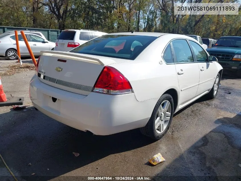 2006 Chevrolet Impala Lt VIN: 2G1WC581069111893 Lot: 40647954