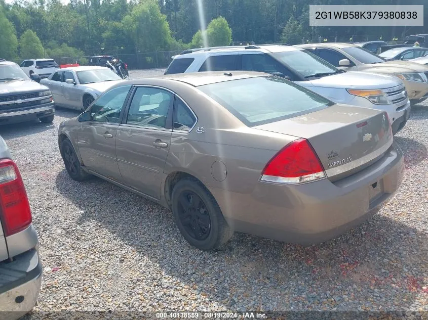 2007 Chevrolet Impala Ls VIN: 2G1WB58K379380838 Lot: 40138559