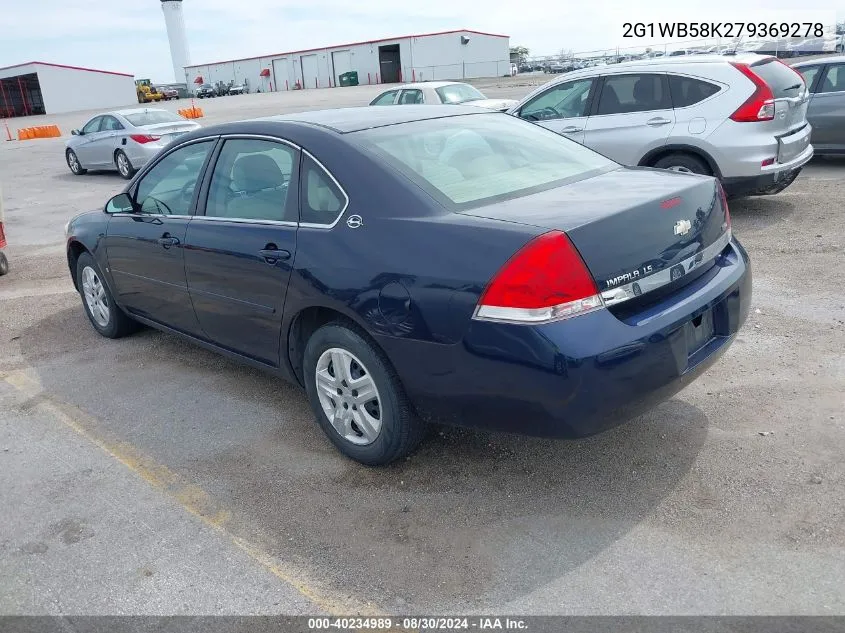 2007 Chevrolet Impala Ls VIN: 2G1WB58K279369278 Lot: 40234989